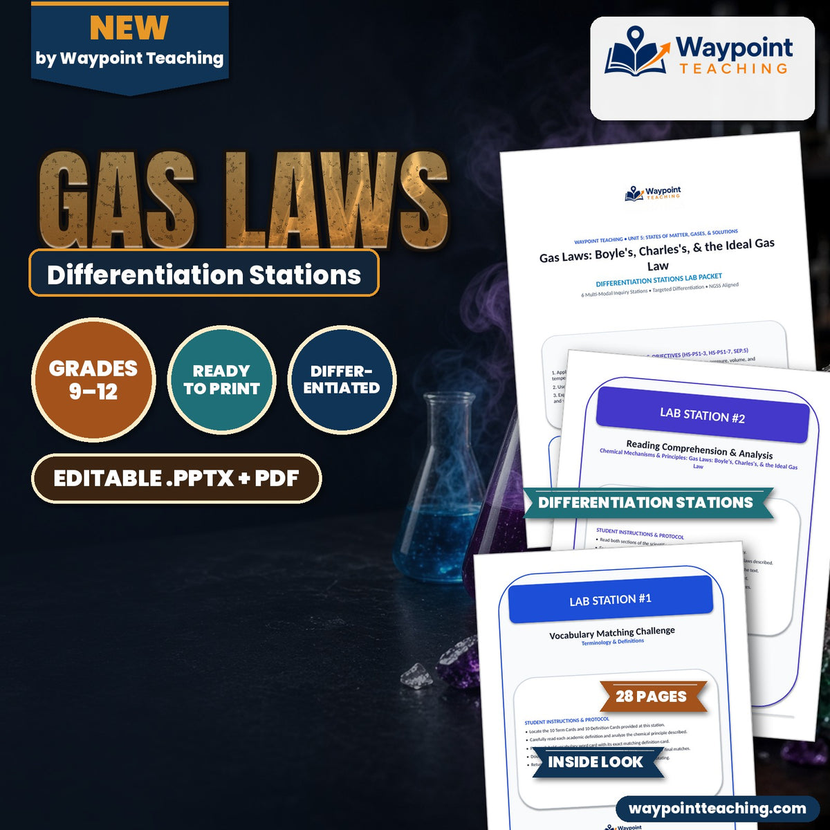 Gas Laws: Boyle's, Charles's, & the Ideal Gas Law Differentiation Stations cover