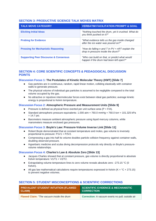 Gas Laws: Boyle's, Charles's, & the Ideal Gas Law Phenomena-Based Lesson: Catastrophic Implosion of an Industrial Steel Drum by Air Pressure Teacher Discussion Guide sample page