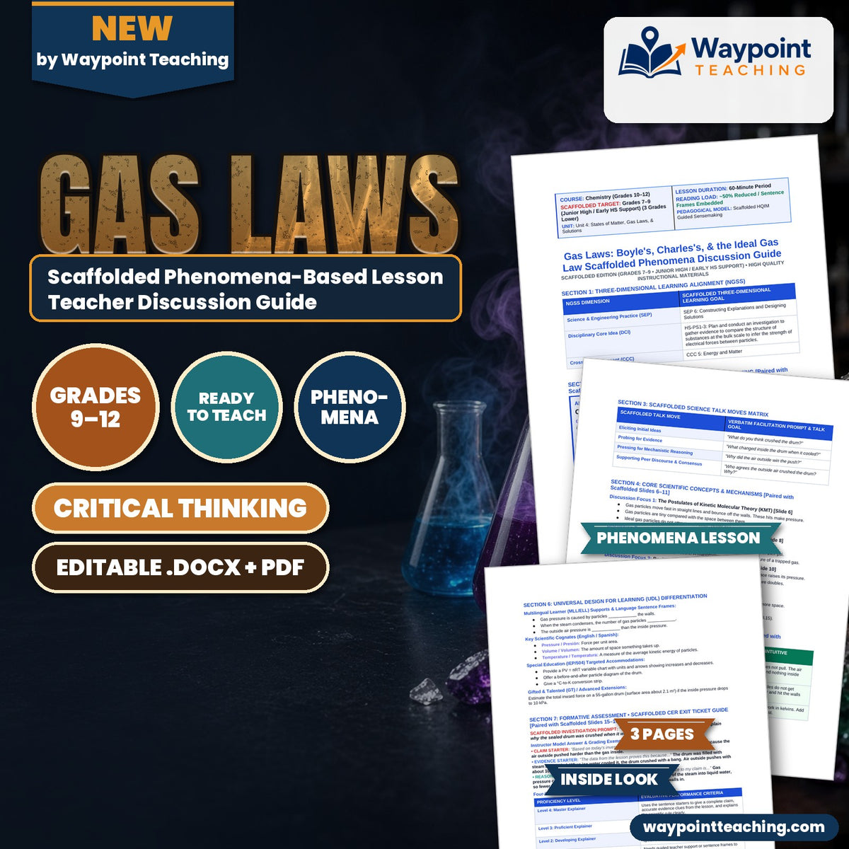 Gas Laws: Boyle's, Charles's, & the Ideal Gas Law Scaffolded Phenomena-Based Lesson: Catastrophic Implosion of an Industrial Steel Drum by Air Pressure Teacher Discussion Guide cover