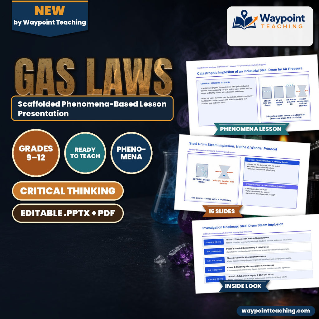 Gas Laws: Boyle's, Charles's, & the Ideal Gas Law Scaffolded Phenomena-Based Lesson: Catastrophic Implosion of an Industrial Steel Drum by Air Pressure Presentation cover