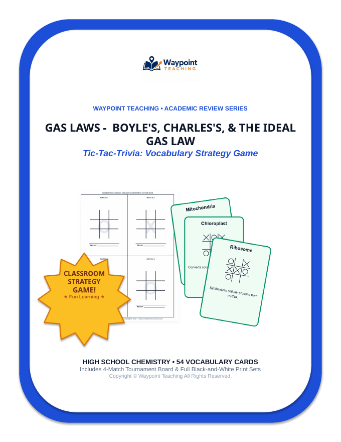 Gas Laws: Boyle's, Charles's, & the Ideal Gas Law Tic-Tac-Toe Review Game sample page