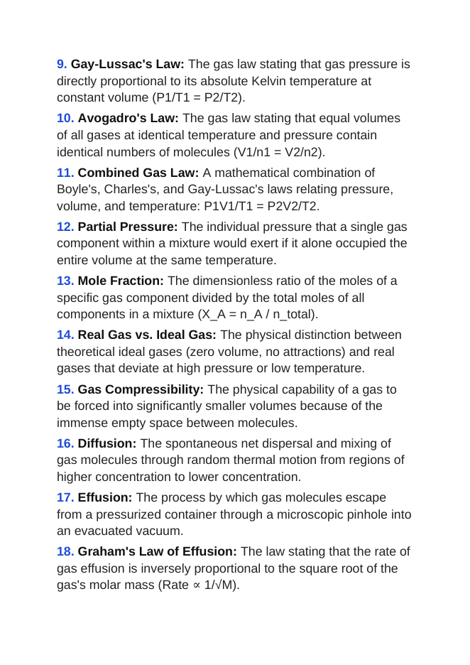 Gas Laws: Boyle's, Charles's, & the Ideal Gas Law Vocabulary Words & Definitions sample page