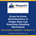 Gram-to-Gram Stoichiometry in Single-Step Lab Reactions Reading Worksheet cover