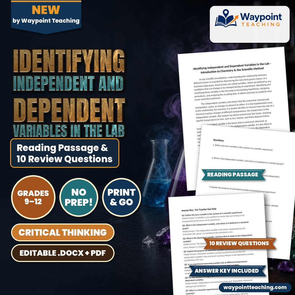 Identifying Independent and Dependent Variables in the Lab Reading Worksheet cover
