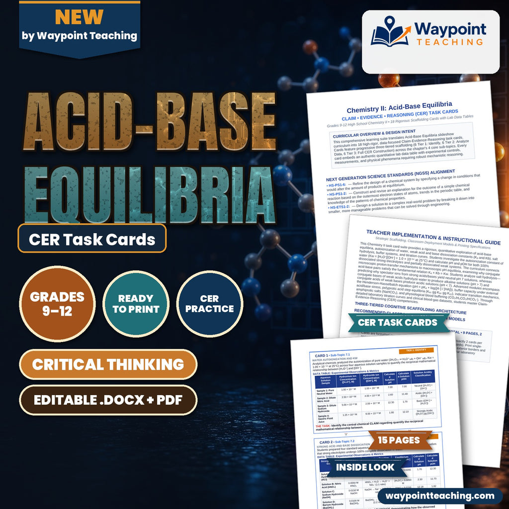 Acid-Base Equilibria CER Task Cards cover
