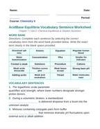 Acid-Base Equilibria Fill-in-the-Blank Vocabulary Worksheet sample page