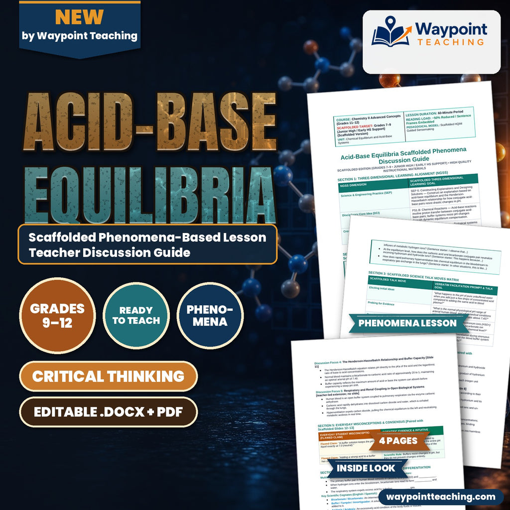 Acid-Base Equilibria Scaffolded Phenomena-Based Lesson: Immense Homeostatic Resilience of the Human Blood Bicarbonate Buffer System During Anaerobic Sprinting Teacher Discussion Guide cover