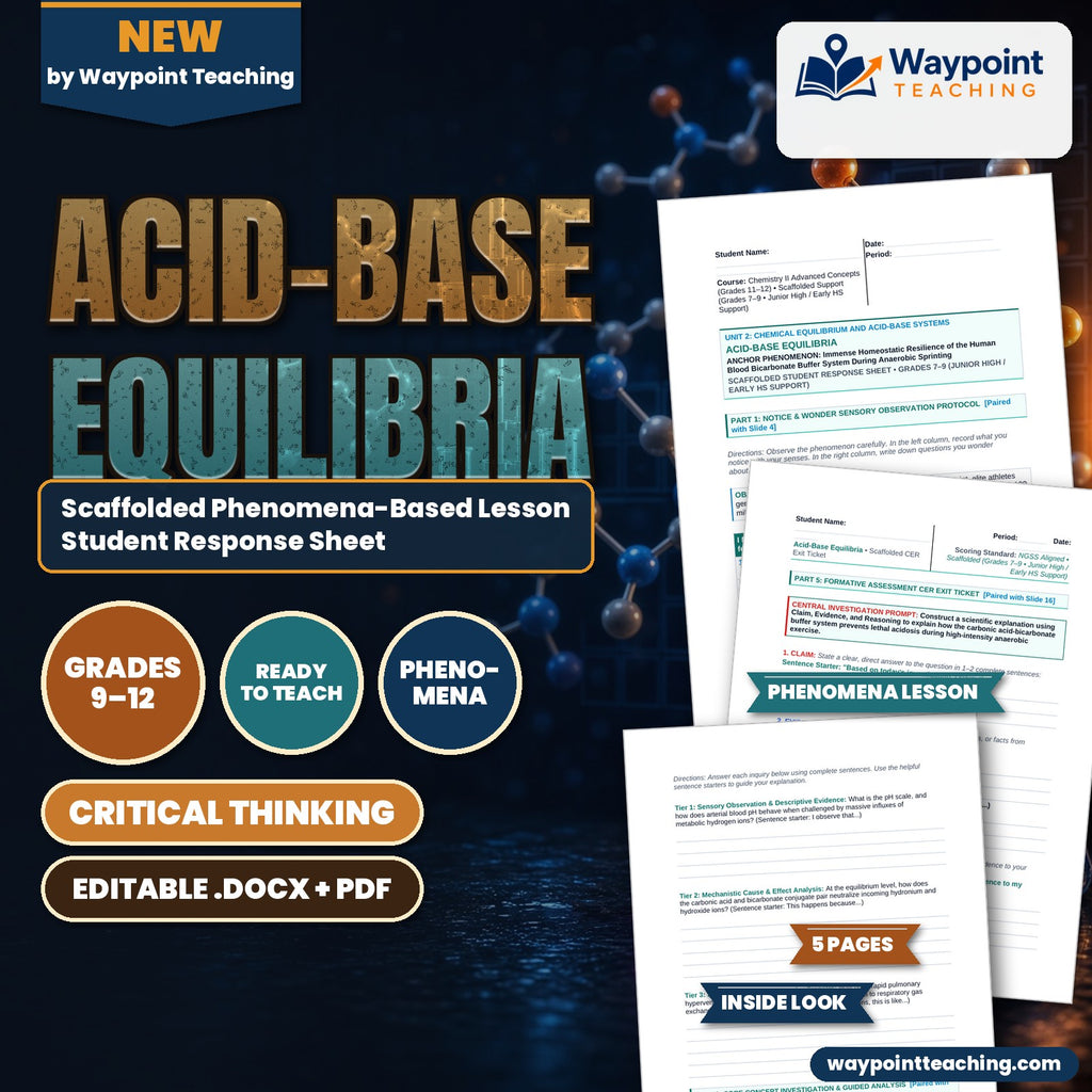 Acid-Base Equilibria Scaffolded Phenomena-Based Lesson: Immense Homeostatic Resilience of the Human Blood Bicarbonate Buffer System During Anaerobic Sprinting Student Response Sheet cover