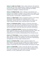 Acid-Base Equilibria Vocabulary Choice Board sample page