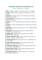 Acid-Base Equilibria Vocabulary Words & Definitions sample page