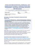 Amino Acid Stereochemistry, Zwitterions, and Peptide Bond Formation: Isoelectric Points (pI), Polypeptides, and Protein Secondary Structure CER Phenomena Worksheet sample page