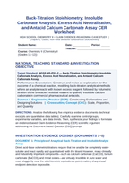 Back-Titration Stoichiometry: Insoluble Carbonate Analysis, Excess Acid Neutralization, and Antacid Calcium Carbonate Assay CER Phenomena Worksheet sample page
