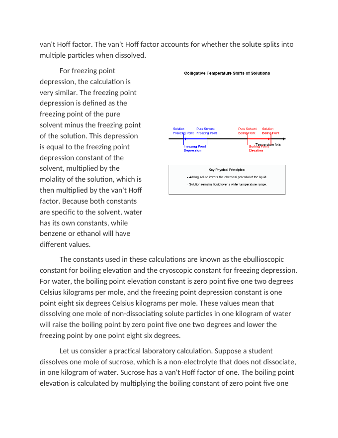 Calculating Boiling Point Elevation and Freezing Point Depression Reading Worksheet sample page