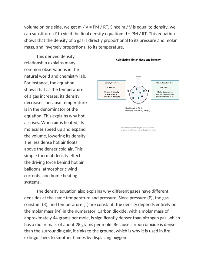 Calculating Molar Mass and Density using the Ideal Gas Equation Reading Worksheet sample page