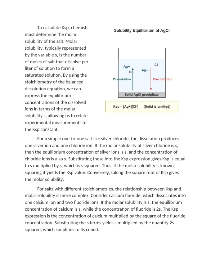 Calculating Solubility Product Constants Ksp Reading Worksheet sample page