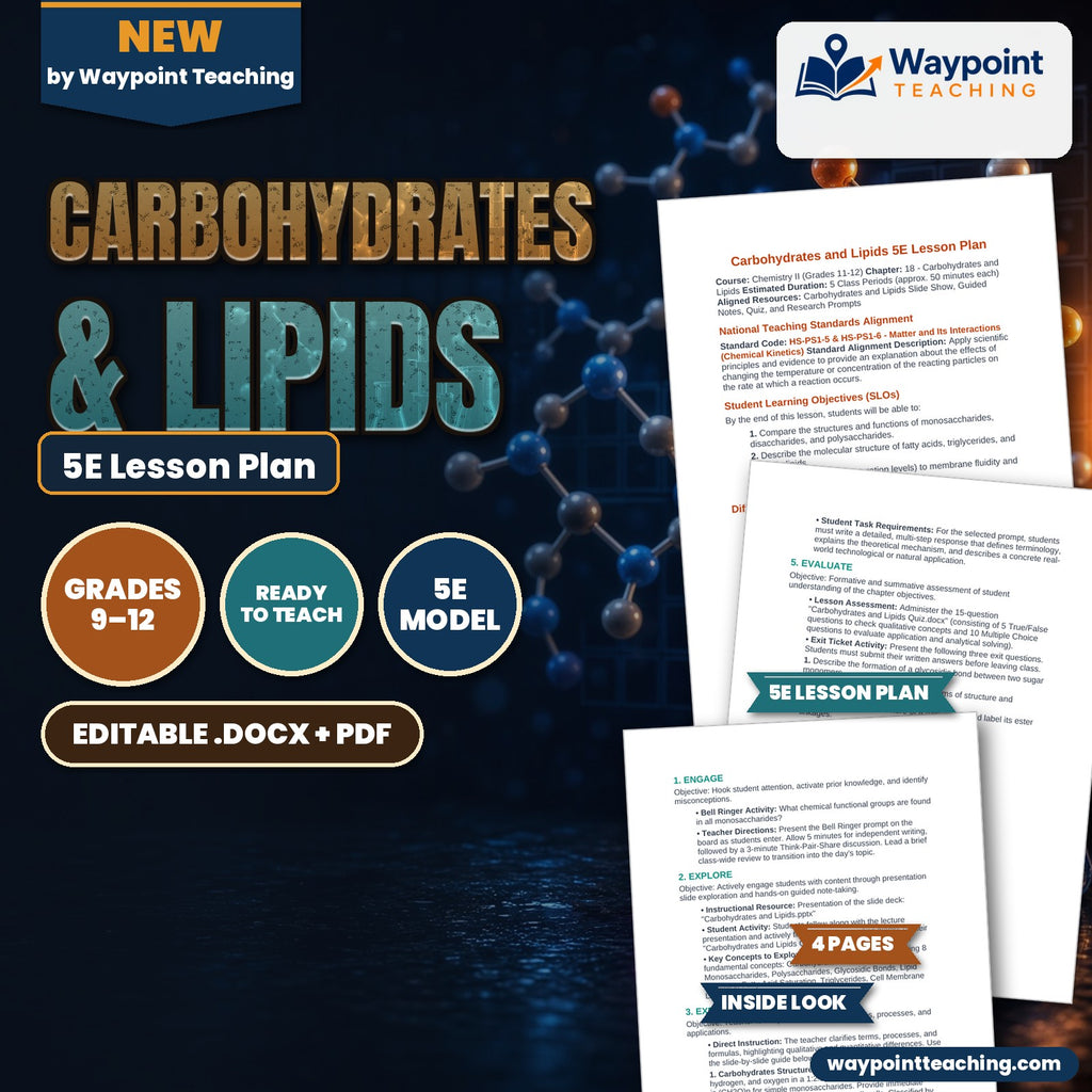 Carbohydrates & Lipids 5E Lesson Plan cover