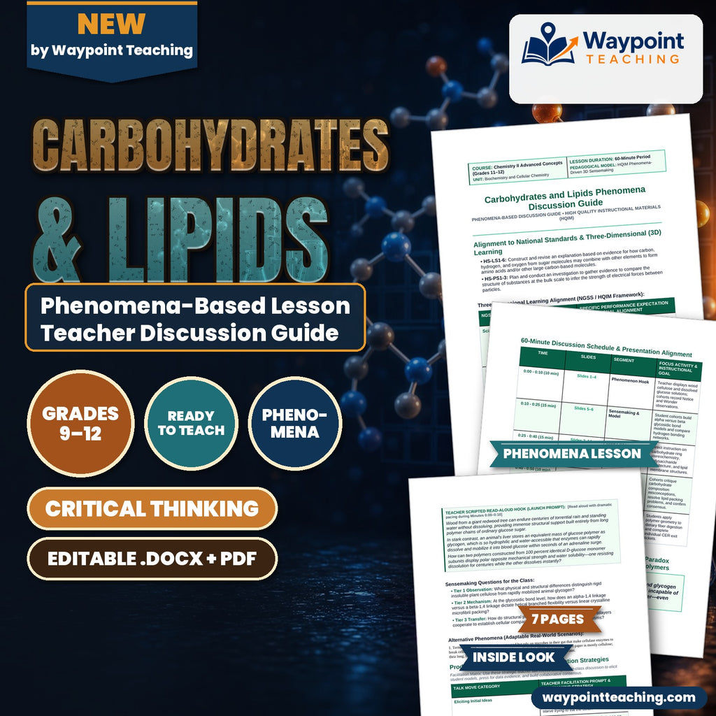 Carbohydrates & Lipids Phenomena-Based Lesson: The Structural Solubility Paradox Between Plant Cellulose and Animal Glycogen Polymers Teacher Discussion Guide cover