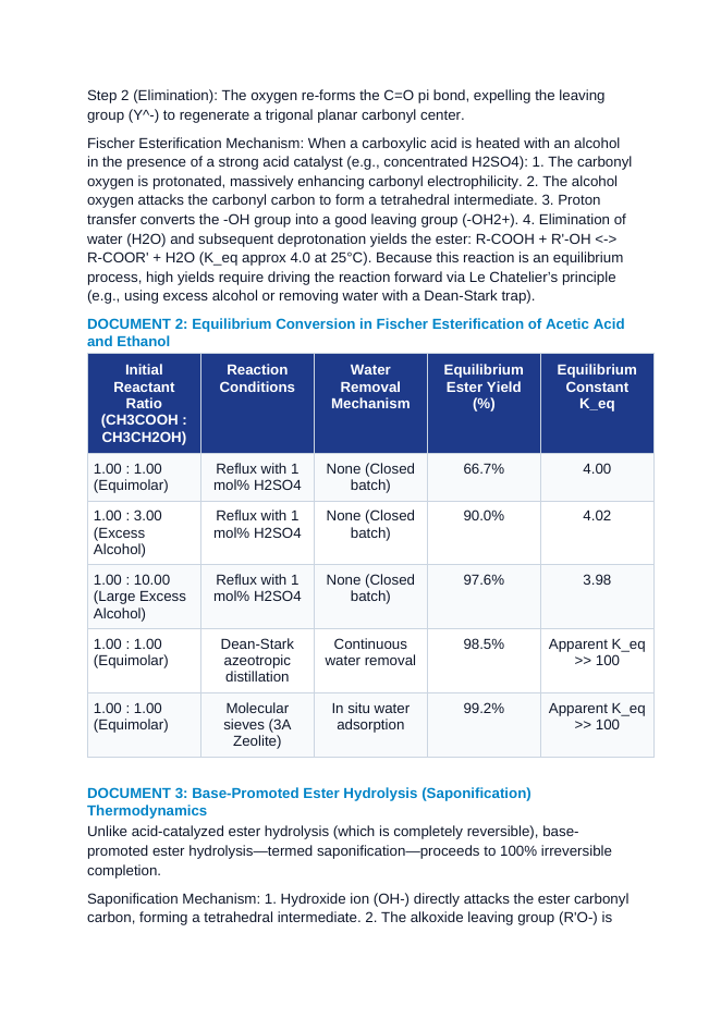 Carbonyl Chemistry and Condensation Reactions: Nucleophilic Acyl Substitution, Fischer Esterification, and Saponification Kinetics CER Phenomena Worksheet sample page