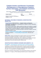 Catalytic Kinetics and Reaction Coordinates: Homogeneous vs Heterogeneous Catalysis, Surface Adsorption, and Catalytic Converters CER Phenomena Worksheet sample page