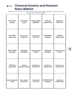 Chemical Kinetics & Reaction Rates BINGO Review Game sample page