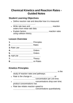 Chemical Kinetics & Reaction Rates Guided Notes sample page