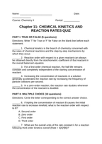 Chemical Kinetics & Reaction Rates Lesson Quiz sample page