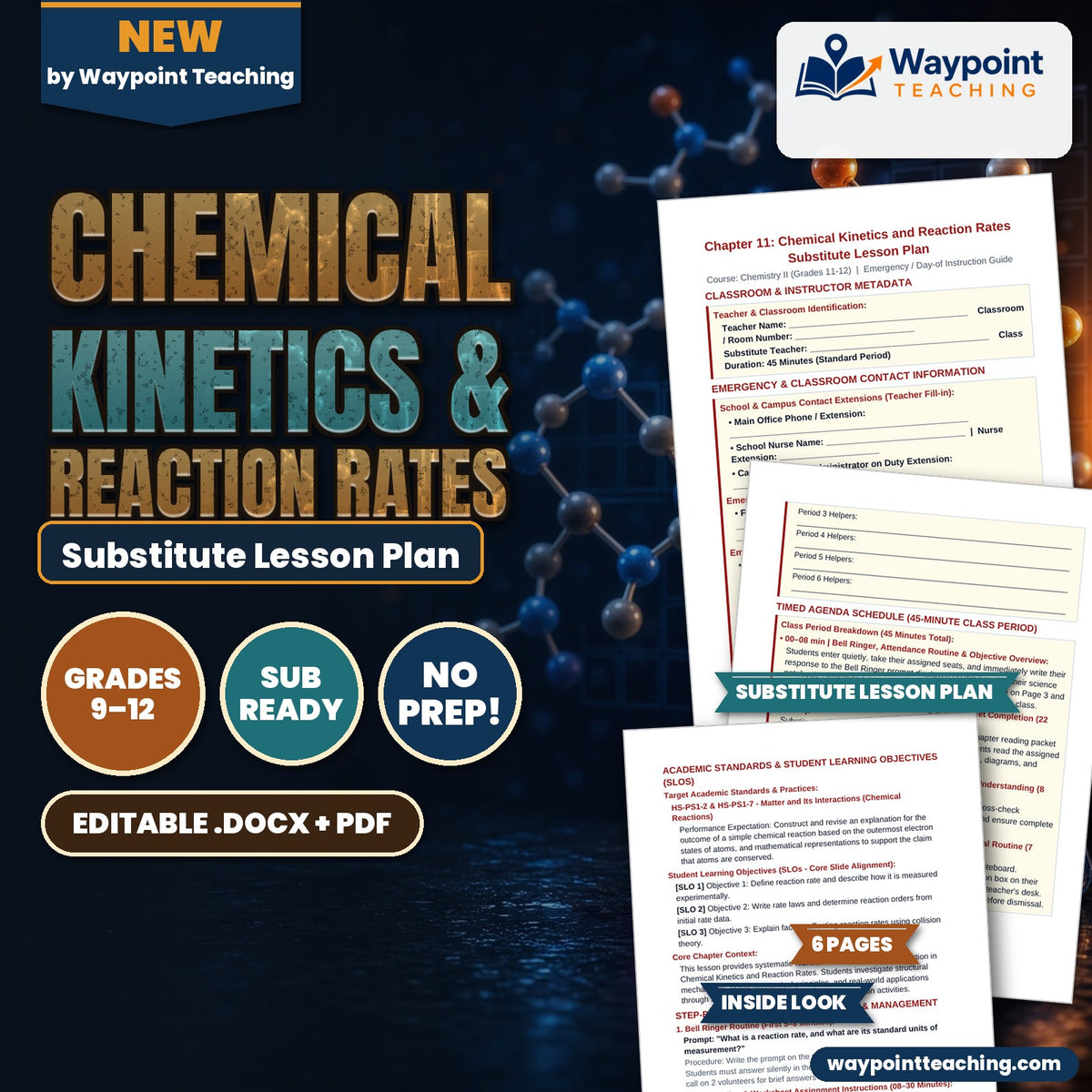 Chemical Kinetics & Reaction Rates Substitute Lesson Plan cover