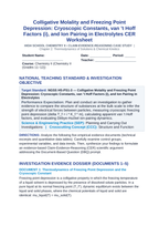 Colligative Molality and Freezing Point Depression: Cryoscopic Constants, van ’t Hoff Factors (i), and Ion Pairing in Electrolytes CER Phenomena Worksheet sample page