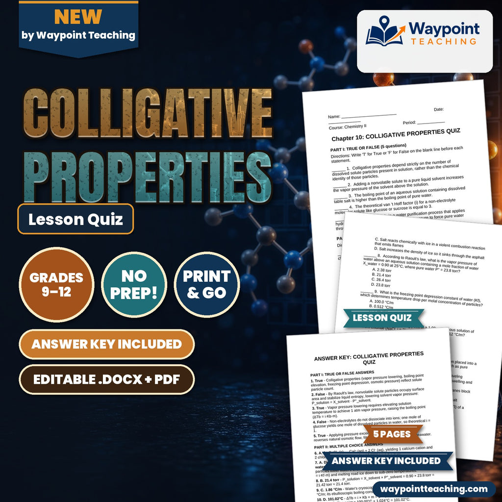 Colligative Properties Lesson Quiz cover