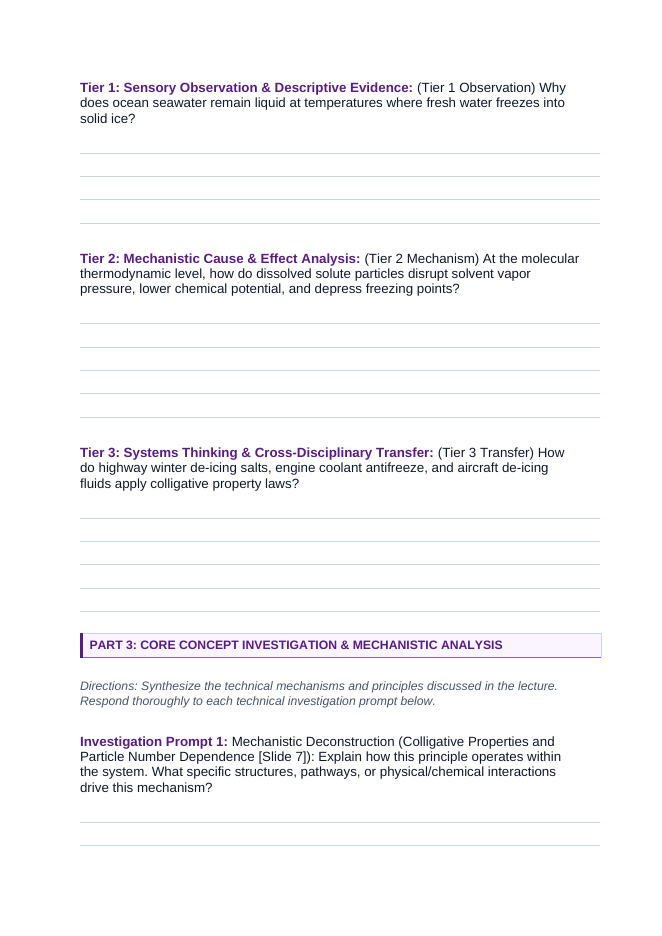 Colligative Properties Phenomena-Based Lesson: Sub-Zero Biological Survival of Antarctic Icefish in Supercooled Polar Seawater Student Response Sheet sample page