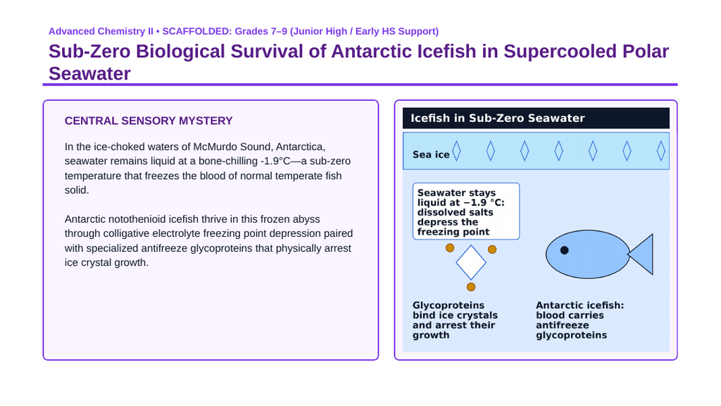 Colligative Properties Scaffolded Phenomena-Based Lesson: Sub-Zero Biological Survival of Antarctic Icefish in Supercooled Polar Seawater Presentation sample page