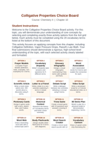 Colligative Properties Vocabulary Choice Board sample page