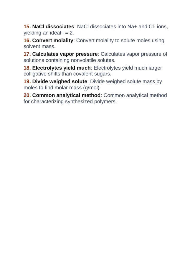 Colligative Properties Vocabulary Words & Definitions sample page