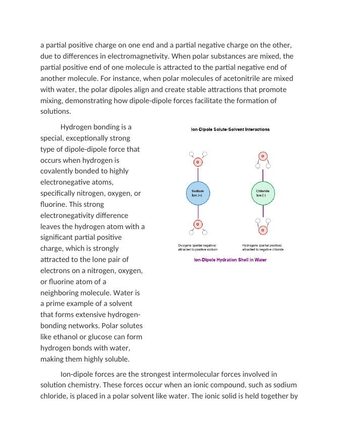 Comparing Intermolecular Forces in Solute-Solvent Interactions Reading Worksheet sample page