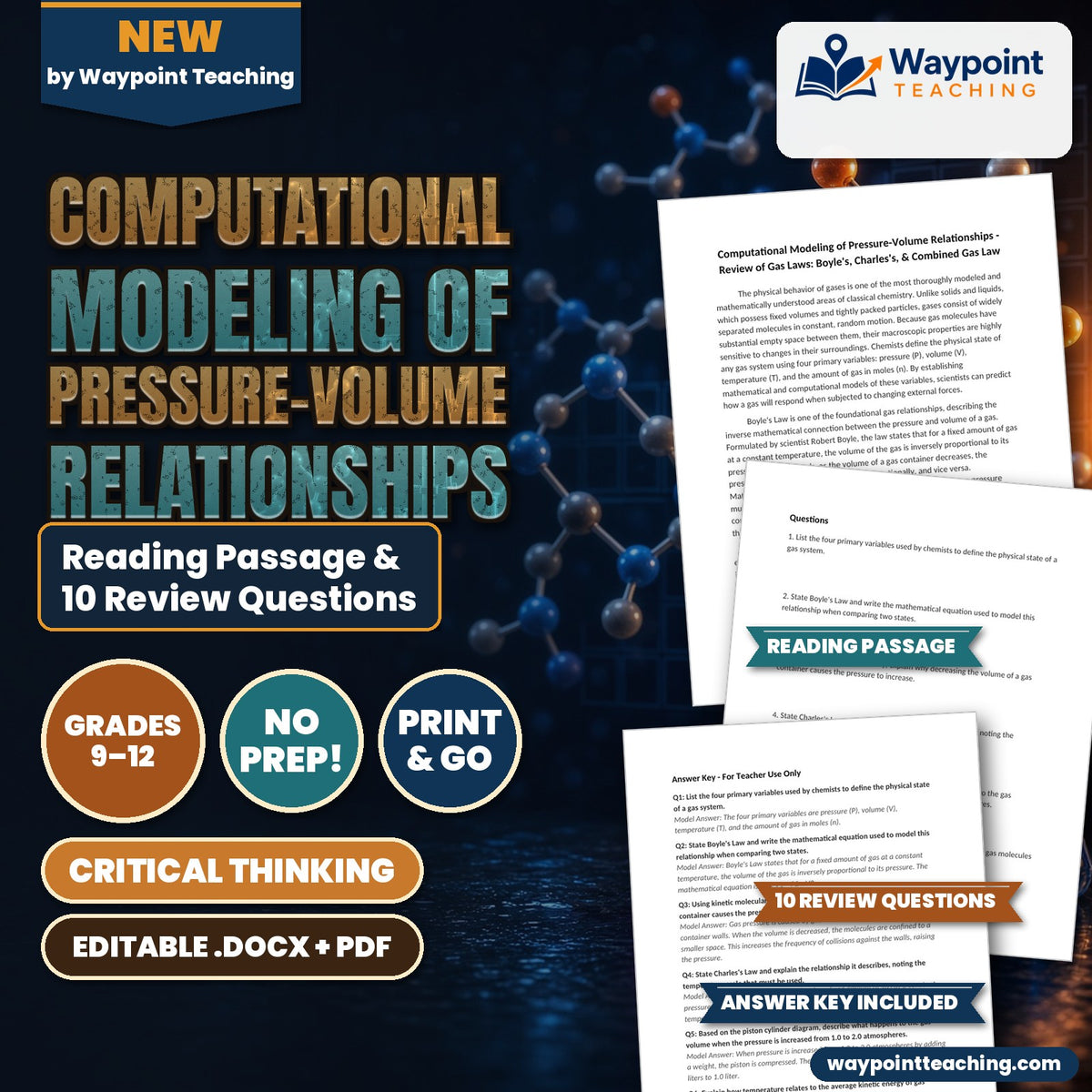 Computational Modeling of Pressure-Volume Relationships Reading Worksheet cover