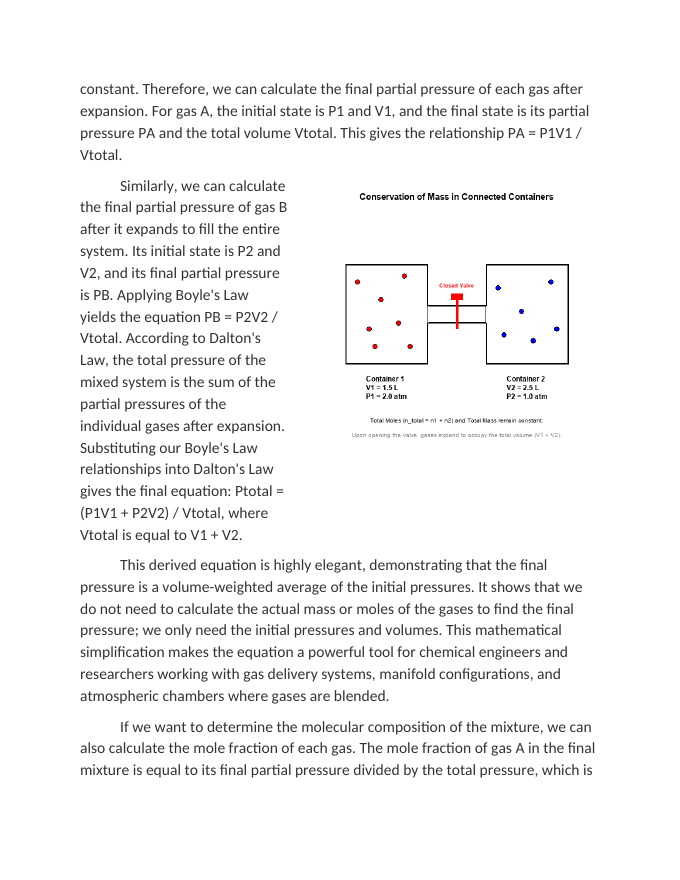 Conservation of Mass in Mixed Gas Containers Reading Worksheet sample page