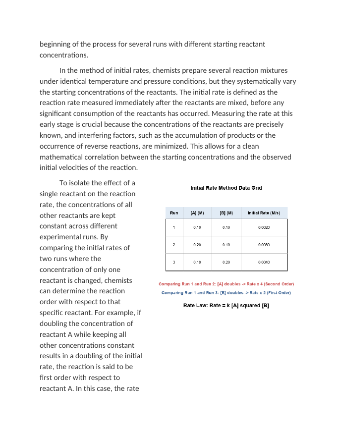 Determining Rate Laws from Initial Rate Data Reading Worksheet sample page