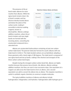 Distinguishing the Reactivity of Alkanes, Alkenes, and Alkynes Reading Worksheet sample page