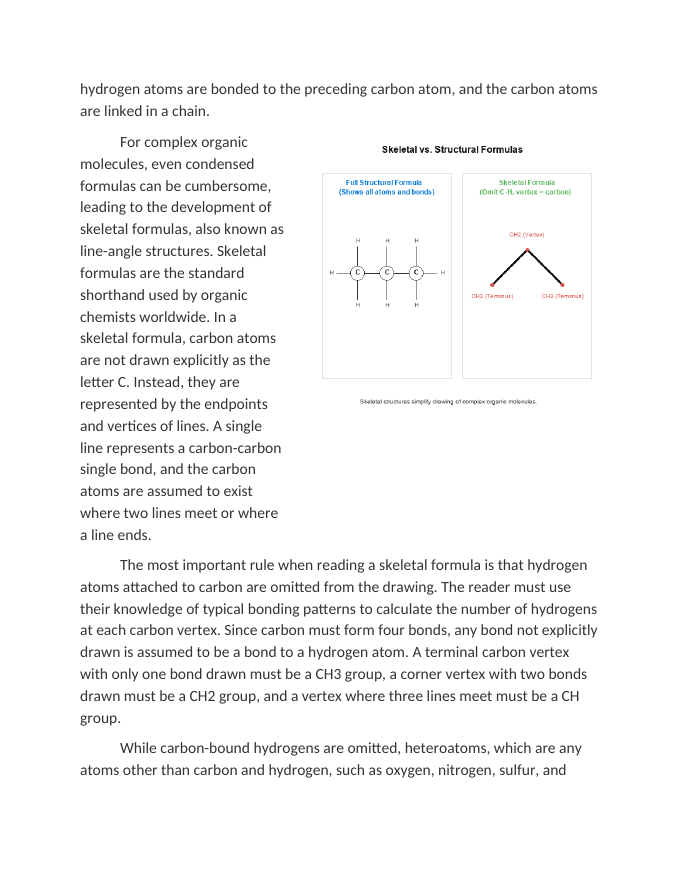 Drawing Skeletal and Structural Formulas for Organic Molecules Reading Worksheet sample page