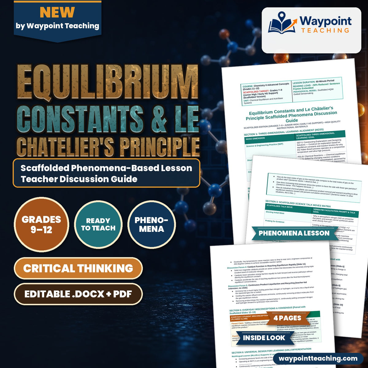 Equilibrium Constants & Le Chatelier's Principle Scaffolded Phenomena-Based Lesson: Massive Equilibrium Shift in the Industrial Haber-Bosch Ammonia Synthesis Teacher Discussion Guide cover
