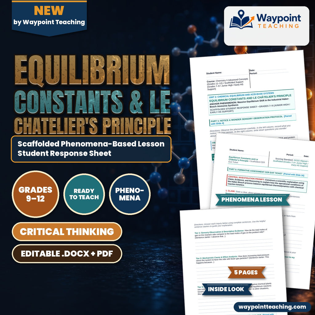 Equilibrium Constants & Le Chatelier's Principle Scaffolded Phenomena-Based Lesson: Massive Equilibrium Shift in the Industrial Haber-Bosch Ammonia Synthesis Student Response Sheet cover