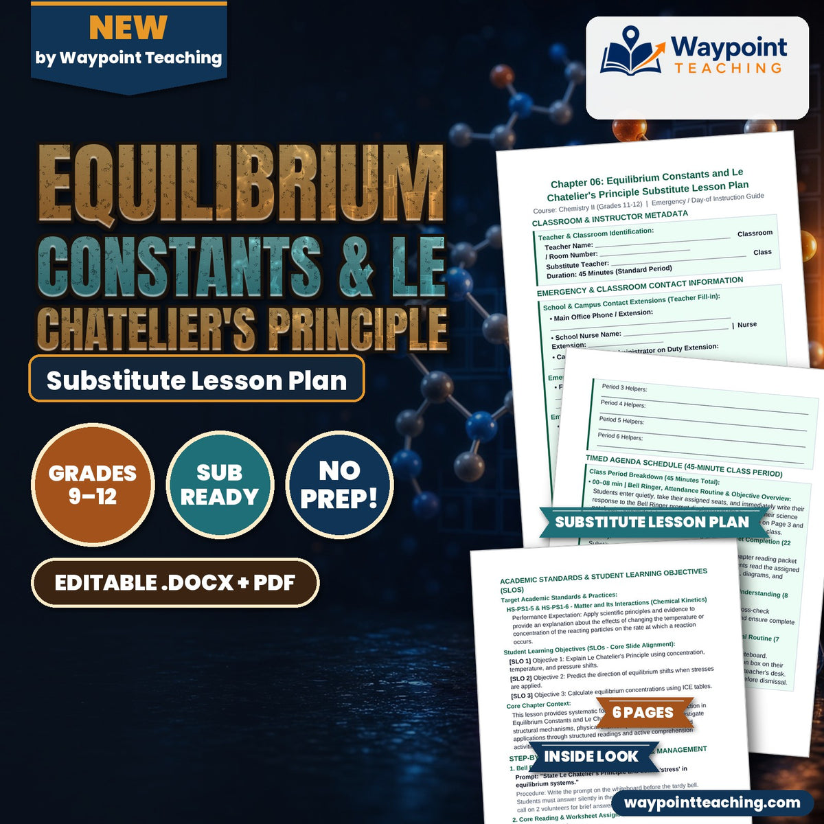 Equilibrium Constants & Le Chatelier's Principle Substitute Lesson Plan cover
