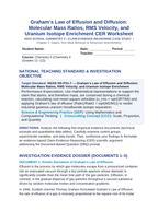 Graham’s Law of Effusion and Diffusion: Molecular Mass Ratios, RMS Velocity, and Uranium Isotope Enrichment CER Phenomena Worksheet sample page