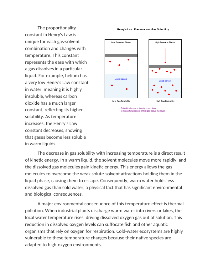Henrys Law and Gas Solubility in Liquids Reading Worksheet sample page