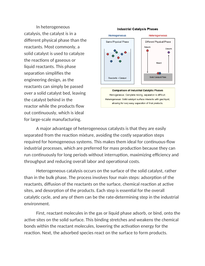 Homogeneous vs Heterogeneous Catalysis in Industrial Applications Reading Worksheet sample page