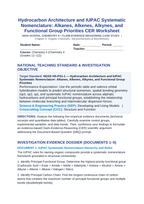 Hydrocarbon Architecture and IUPAC Systematic Nomenclature: Alkanes, Alkenes, Alkynes, and Functional Group Priorities CER Phenomena Worksheet sample page