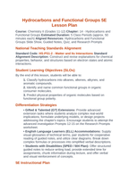 Hydrocarbons & Functional Groups 5E Lesson Plan sample page