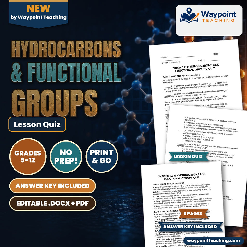 Hydrocarbons & Functional Groups Lesson Quiz cover
