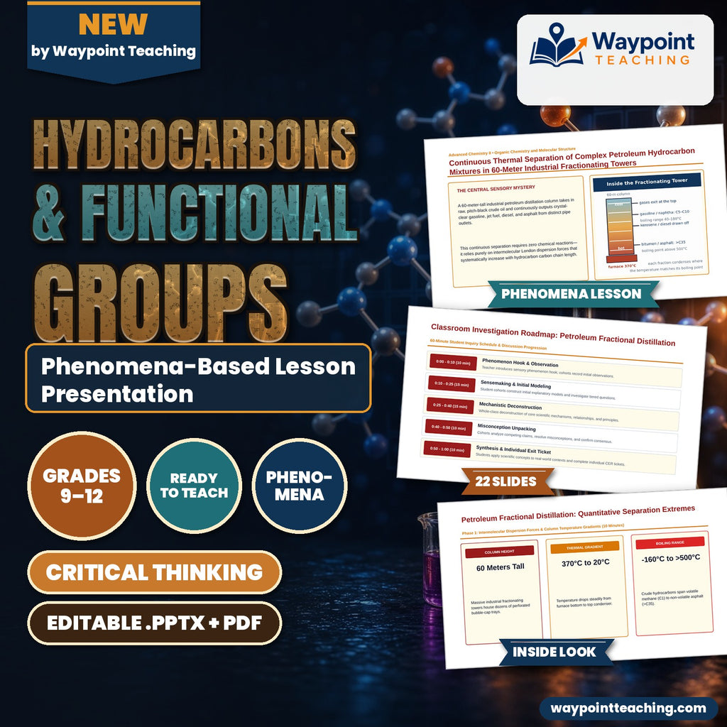 Hydrocarbons & Functional Groups Phenomena-Based Lesson: Continuous Thermal Separation of Complex Petroleum Hydrocarbon Mixtures in 60-Meter Industrial Fractionating Towers Presentation cover
