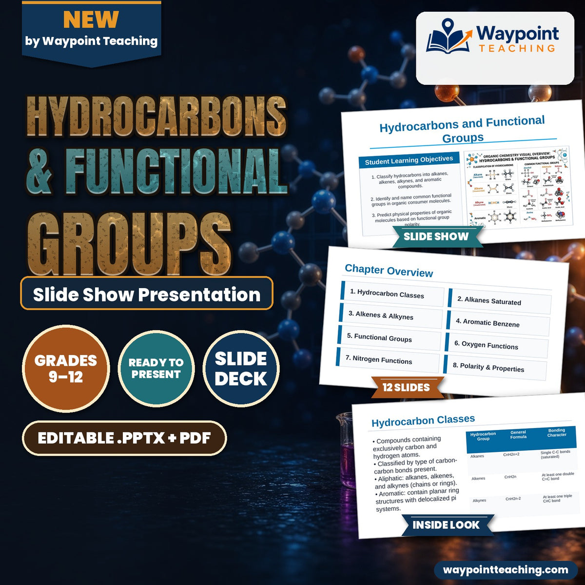 Hydrocarbons & Functional Groups Slide Show Presentation cover